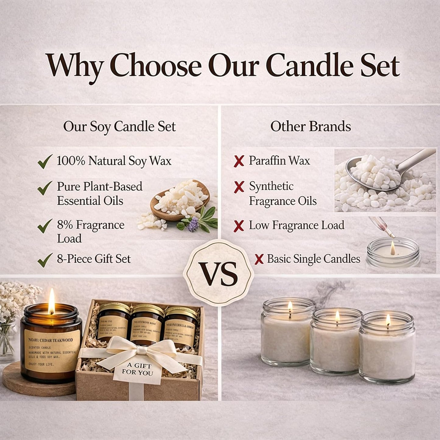6 Pack Candles for Home Scented,Long Lasting Soy Candles for Home,Holiday Scented Candle Gift Set with Cinnamon Apple,Pumpkin Chai&Vanilla,Natural Aromatherapy Candles,Holiday Gifts for Women