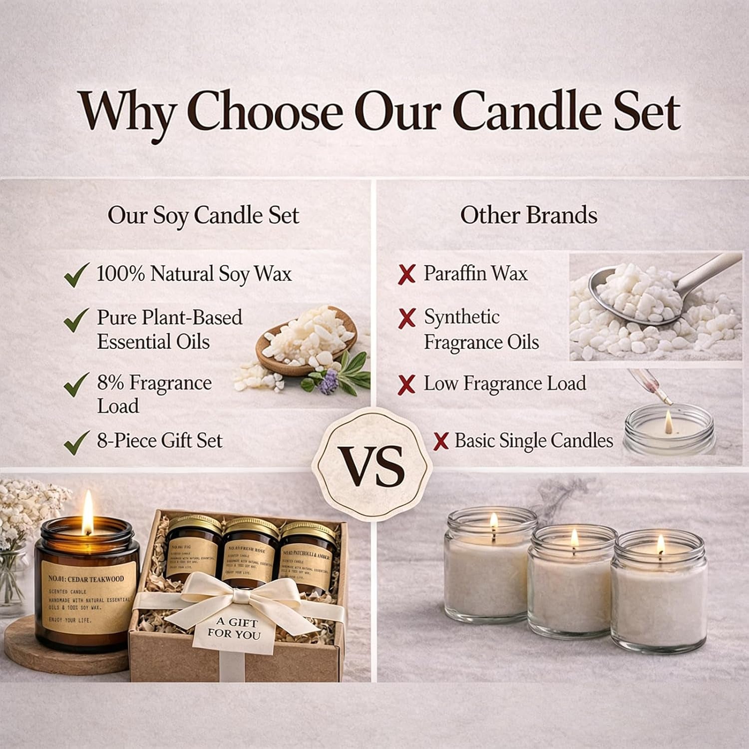 6 Pack Candles for Home Scented,Long Lasting Soy Candles for Home,Holiday Scented Candle Gift Set with Cinnamon Apple,Pumpkin Chai&Vanilla,Natural Aromatherapy Candles,Holiday Gifts for Women
