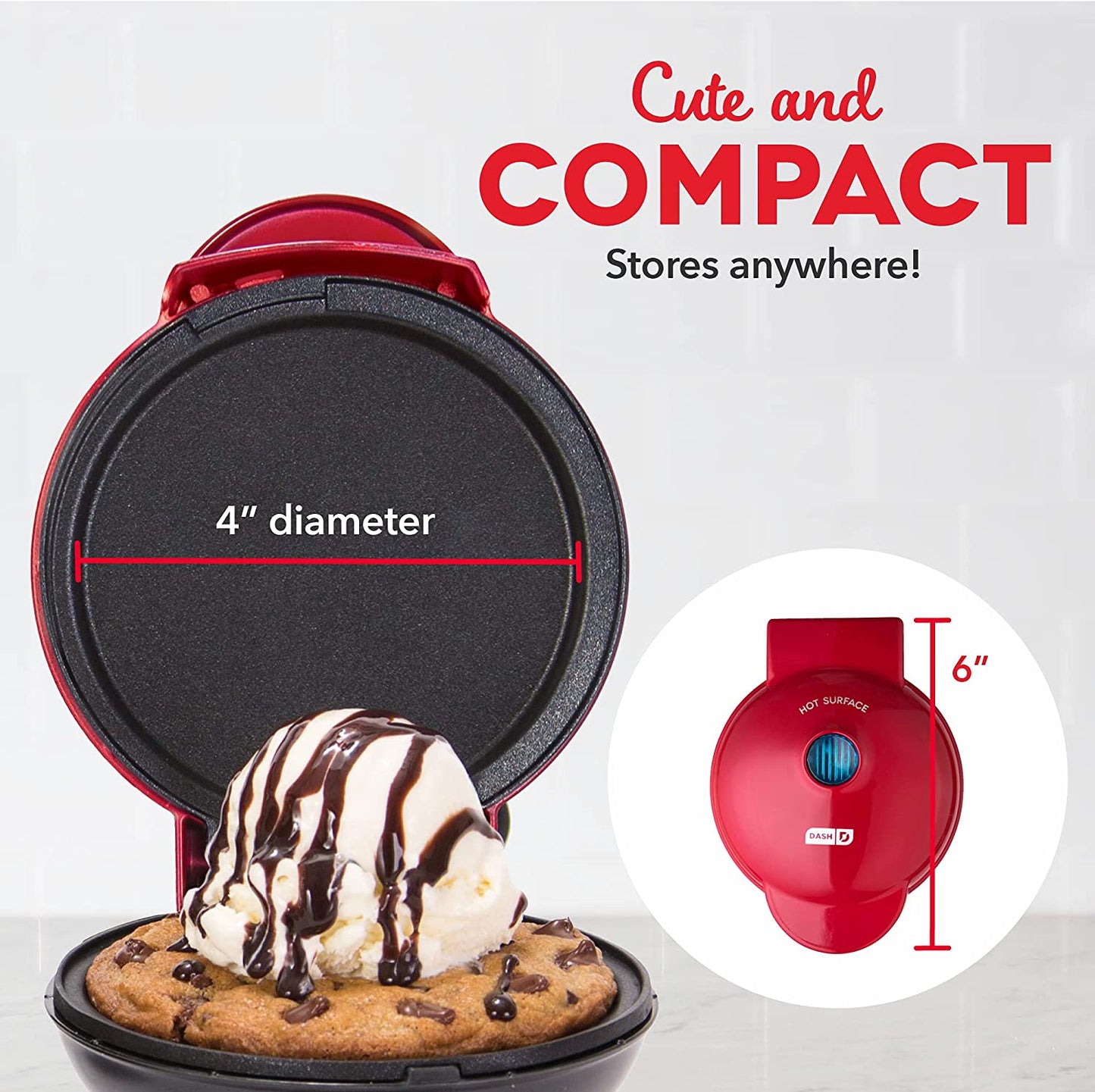 Mini Maker Set - Customized Treat Maker - Supports Multi-Function Cooking - Easy Cleanup and User-Friendly Design - Red - Waffle & Griddle Irons