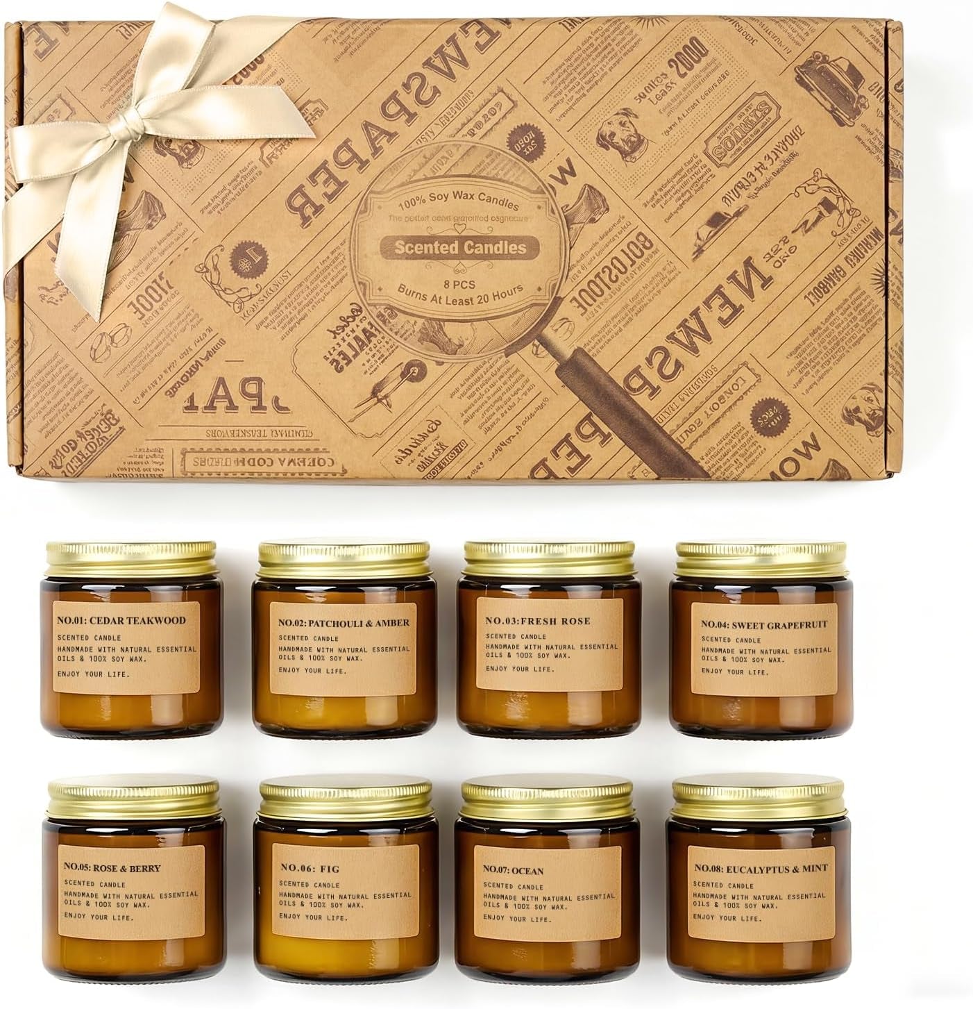 6 Pack Candles for Home Scented,Long Lasting Soy Candles for Home,Holiday Scented Candle Gift Set with Cinnamon Apple,Pumpkin Chai&Vanilla,Natural Aromatherapy Candles,Holiday Gifts for Women