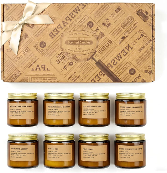 6 Pack Candles for Home Scented,Long Lasting Soy Candles for Home,Holiday Scented Candle Gift Set with Cinnamon Apple,Pumpkin Chai&Vanilla,Natural Aromatherapy Candles,Holiday Gifts for Women