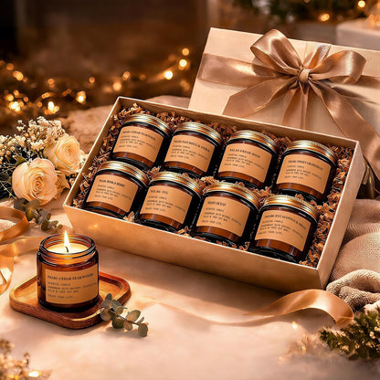 6 Pack Candles for Home Scented,Long Lasting Soy Candles for Home,Holiday Scented Candle Gift Set with Cinnamon Apple,Pumpkin Chai&Vanilla,Natural Aromatherapy Candles,Holiday Gifts for Women